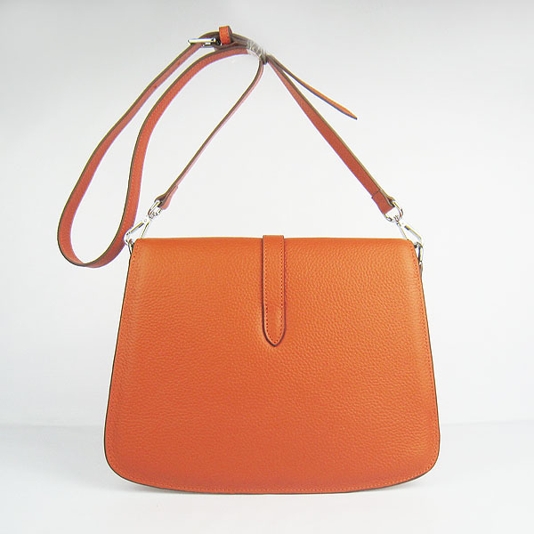 Fake Hermes Togo Leather Messenger Bag Orange 8079